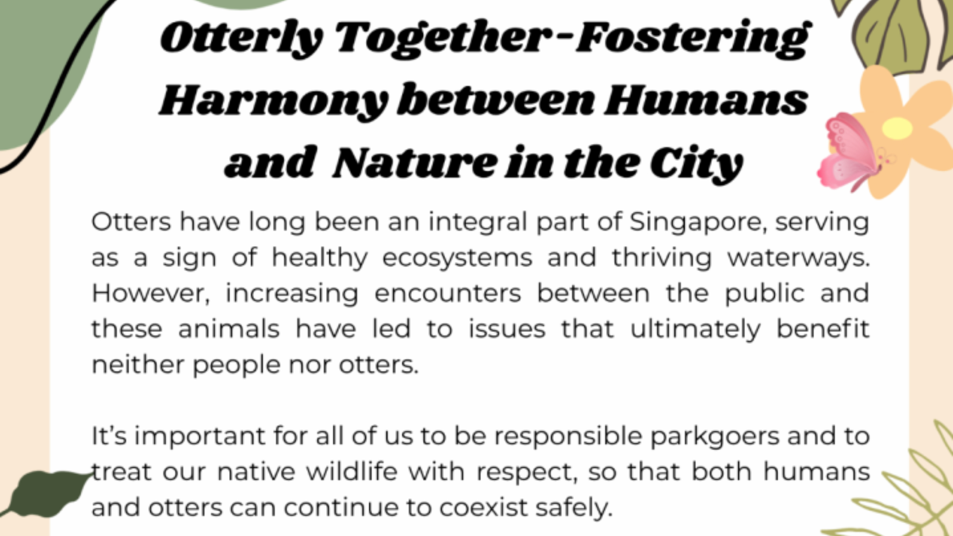 Fostering Harmony between Humans and Nature in the City
