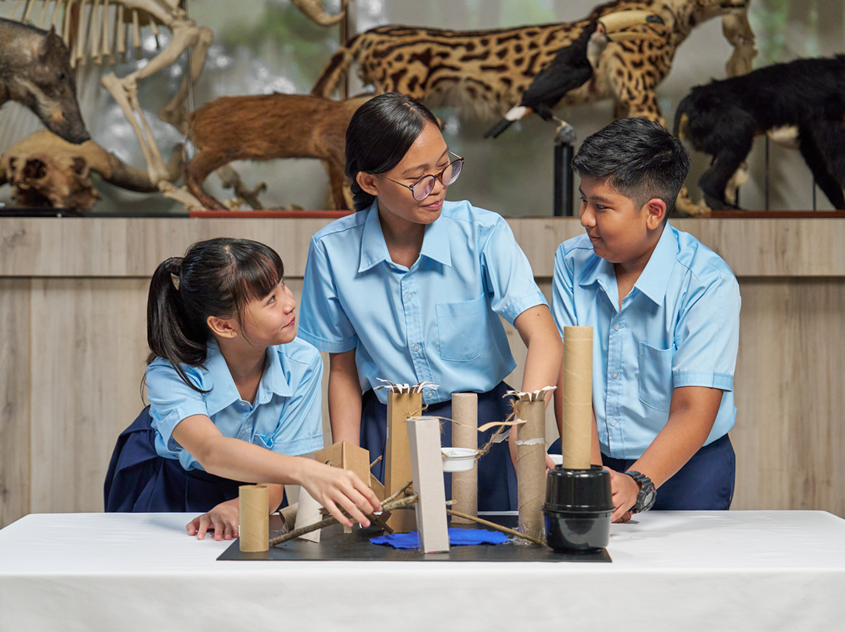 students working on designing an exhibit prototype