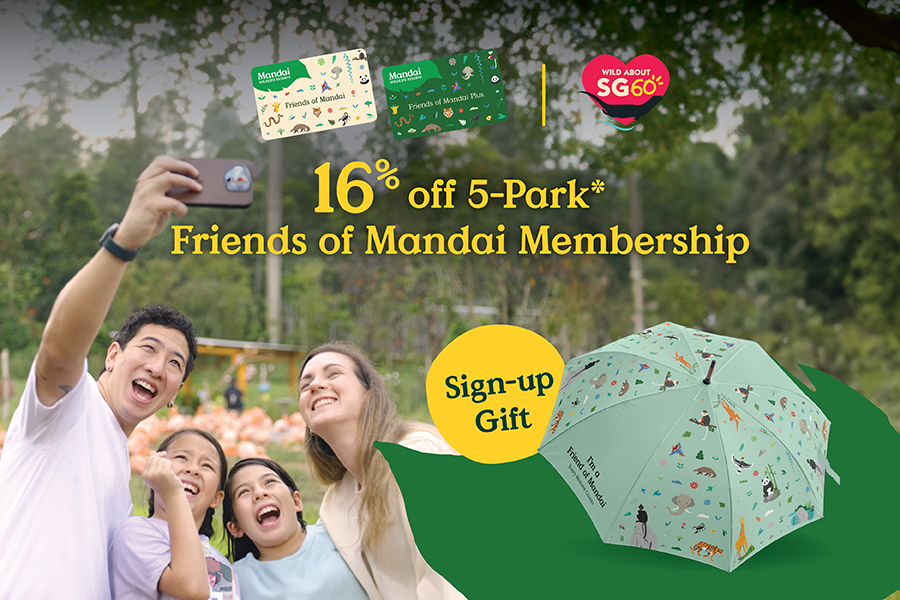 Bring your family & friends on a year-long wildlife adventure this SG60 with 16% off Friends of Mandai and Friends of Mandai Plus (Individual Adult / Family) membership