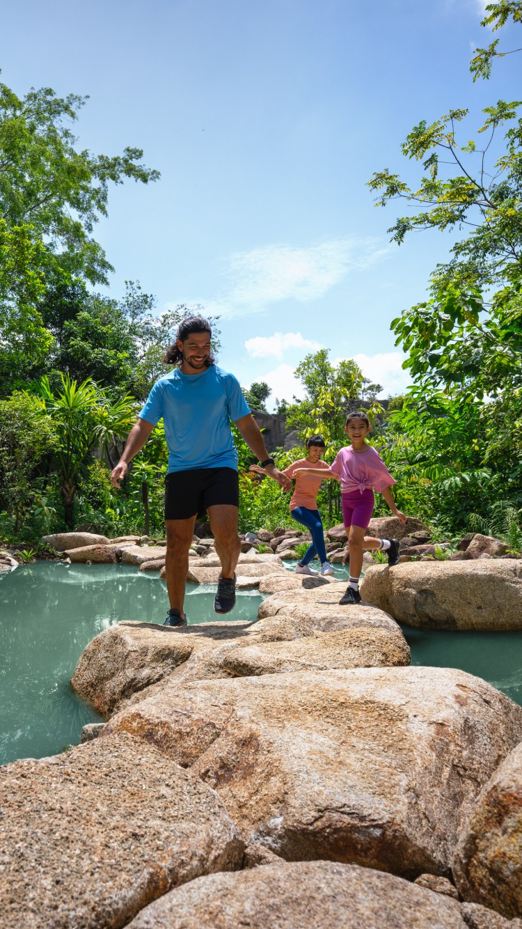Crossing boulders, Forest Treks