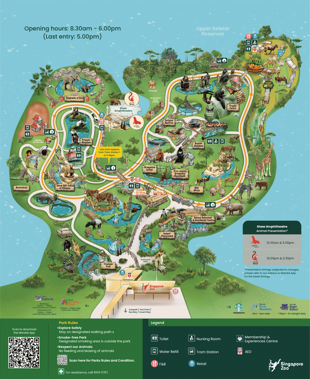 Singapore Zoo Attraction Map